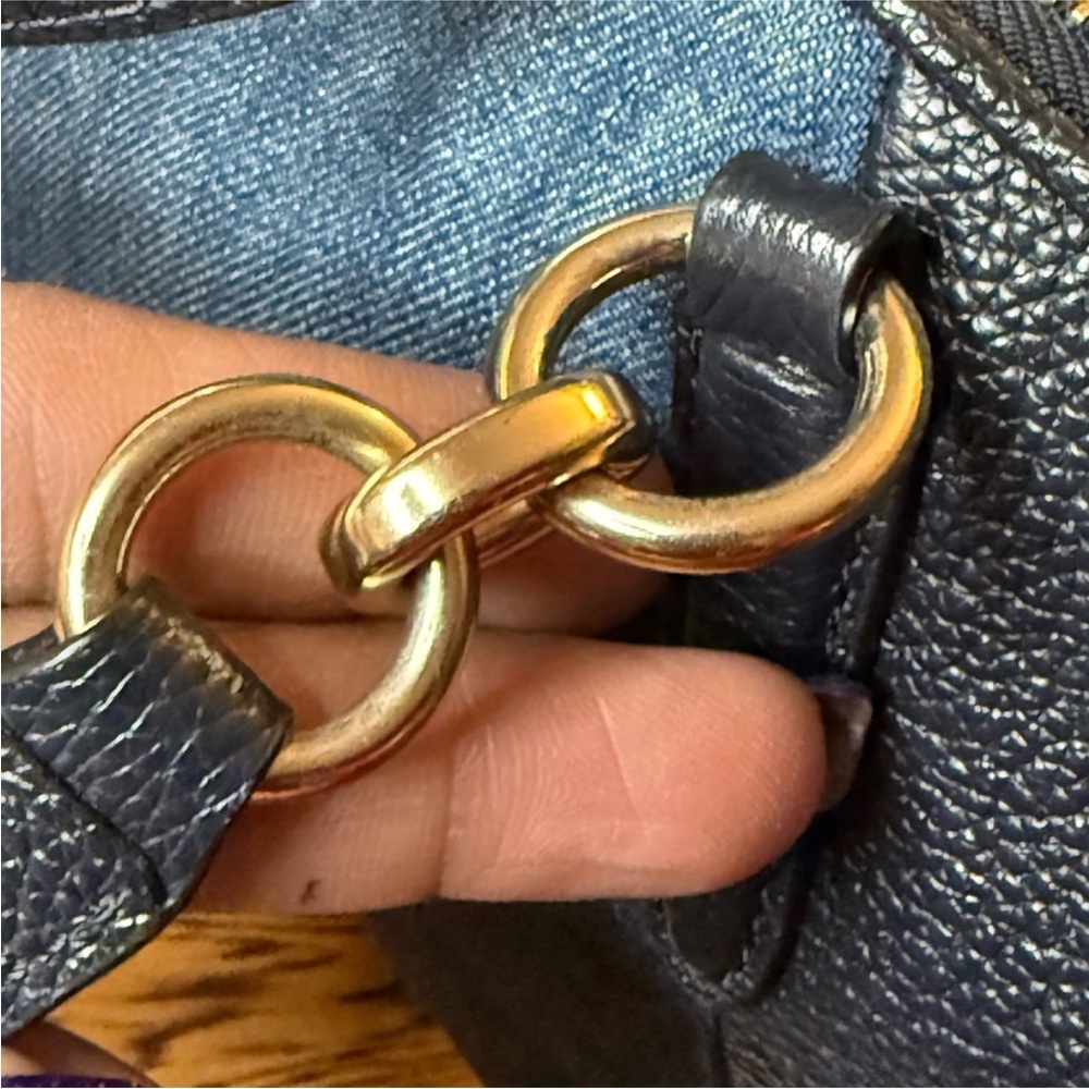 Coach Kelsey Satchel Denim and Black Leather trim Tote Bag - Picture 10 of 13